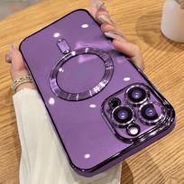 Prabangus padengiamas magnetinis belaidžio įkrovimo telefono dėklas, skirtas iPhone 15 Pro Max 13 14 12 11 Pro Max XS Mini X XR 8 Plus skaidrus minkštas silikoninis smūgiams atsparus dangtelis For iPhone 13