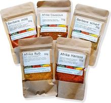 "Africa Spices" degustacinis rinkinys 2, Harissa, kuskuso prieskonių mišinys, "Africa Rub", "Berbere Mild", "Berbere Sharp
