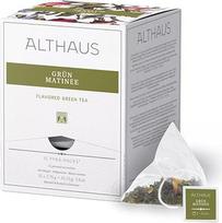 "Althaus" žalioji arbata "Matinee", piramidinė PYRA pakuotė, aromatizuota žalioji arbata su egzotinių vaisių skoniu, 15 x 2,75 g