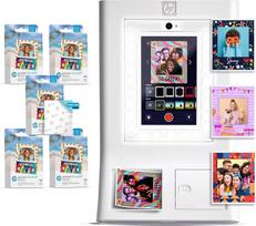"HP Sprocket Photo Box Machine" momentinių spalvotų nuotraukų spausdintuvas (baltas) Popieriaus pakuotė + cinko 3,5 x 4,25 colio cinko lipnus fotopopierius (500 lapų)