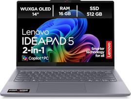 "Lenovo IdeaPad 5 2-in-1" nešiojamasis kompiuteris su dirbtiniu intelektu, "Copilot+" kompiuteris, 14 colių WUXGA jutiklinis ekranas, "AMD Ryzen AI 5 340", 16GB RAM, 512GB SSD, "AMD Radeon" grafika, "Win11", QWERTZ, "Luna Grey", 3 mėn. "Premium Care" pr