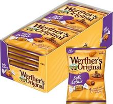 "Werther's Original Soft Eclair" - 12 x 180 g - minkštos kreminės servetėlės su gardžiu šokolado kremo įdaru