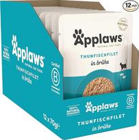 Applaws 100% natūralus drėgnas maistas katėms, tuno filė sultinyje - 12 x 70 g maišelių pakuotė