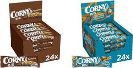 CORNY BIG Chocolate, dribsnių batonėlis su žemės riešutais ir šokoladu, 24 x 50 g & Big Chocolate Salted Caramel, dribsnių batonėlis su šokoladu ir sūdyta karamele, 24 x 40 g