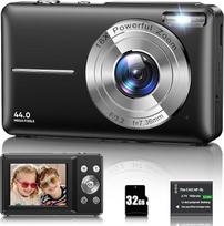 Skaitmeninis fotoaparatas 1080P foto kamera 44MP 16X skaitmeninis priartinimas Vlogging kamera Kompaktiškas fotoaparatas su 2,4 colių LCD ekranu, 32G mikro atminties kortele, 1 baterija vaikams, paaugliams, studentams, pradedantiesiems