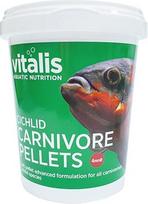 Vitalis Cichlid Cichlid Carnivore Pellets 4 mm granulės mėsėdžiams ciklidams | Granulės žuvų maistui akvariume ir tvenkinyje | Granulės žuvų maistui ciklidams Žuvų maistas su natūraliomis spalvų stipriklėmis