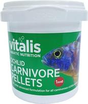 Vitalis Cichlid Carnivore Pellets 1 mm granulės mėsėdžiams ciklidams | Granulės žuvų maistui akvariume ir tvenkinyje | Granulės Cichlid Food Fish Food with Natural (1 mm, 70 g)