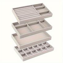 4 vnt. papuošalų vitrina pilko aksomo auskarų vitrina apsaugota nuo dulkių laikymo priemonė stalčius papuošalų laikymo dėžutė 4pcs pilka