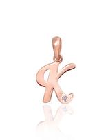 Auksinis pakabukas raidė „K“ su cirkoniais, raudonas auksas 585°