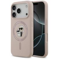 Karl Lagerfeld Silicone Case Karl AND Choupette Ring MagSafe for iPhone 17 Pro pink