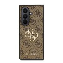 Guess PU 4G Metal Logo dėklas skirtas Samsung Galaxy Z Fold 7 rudos spalvos