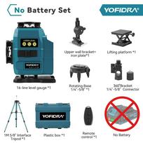 YOFIDRA 16 linijų 4D lazerinis lygis Automatinis 360 horizontalus vertikalus savaime išsilyginantis itin galingas žalias spindulys 18V baterijai Without Battery