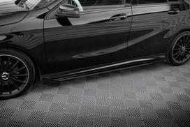 Maxton Design Street Pro Side Skirts Diffusers + Flaps Mercedes-Benz A AMG-Line W176 Facelift MEA176FAMGLINECNC-SD1B+SF1G