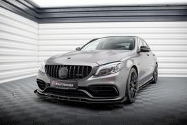Maxton Design Street Pro Front Splitter + Flaps Mercedes-AMG C63 Sedan / Estate W205 Facelift MEC205F63CNC-FD1B+FSF1G