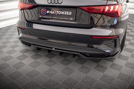 Maxton Design Rear Splitter (with vertical bars) Audi A3 S-Line Sedan 8Y AU-A3-8Y-SLINE-S-RD1G+RD2G