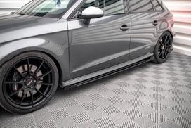 Maxton Design Street Pro Side Skirts Diffusers + Flaps Audi S3 / A3 S-Line Sportback 8V Facelift AUS33FSBCNC-SD1B+SF1G