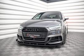 Maxton Design Street Pro Front Splitter V.1 + Flaps Audi S3 / A3 S-Line Sportback 8V Facelift AUS33FSBCNC-FD1B+FSF1G