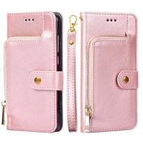 Užtrauktuku užsegamas piniginės dėklas, skirtas Xiaomi 11 Lite 11T Redmi 9C 9 Note 11 11S 10 Poco X3 NFC M4 X4 Pro Cover Flip PU Odinis dėklas Kortelės lizdas dirželis telefono buferis Xiaomi Civi 3 (5G) juoda