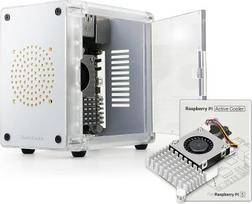 "ElectroCookie" mini kompiuterio korpusas "Raspberry Pi 5" - šoninės durys ir oficialus aktyvusis aušintuvas