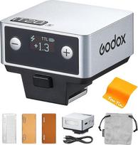 "Godox iFlash iT20 S TTL mini fotoaparato blykstė - 700 blyksnių, 1,5 s atkūrimas, 6 lygiai (1/32-1/1 galios), įmontuota ličio baterija, magnetinis difuzorius ir filtras, suderinama su "Sony" fotoaparatais (sidabrinė)