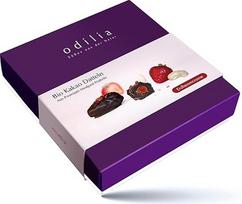 "Odilia" ekologiškos kakavos datulės, braškių kremas, elegantiška dėžutė su 8 gurmaniškomis datulėmis, rankų darbo, veganiškos, be glitimo, be pridėtinio cukraus, Vokietijoje pagaminta dovana