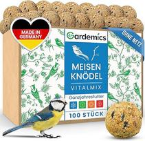 Gardemics Riebalų rutuliukai be tinklelio laukiniams paukščiams, koldūnai paukščiams [pakuotė 100 vnt.] [9 kg] Laukinių paukščių maistas sodo rūšims įvairinti | Viso sezono maistas
