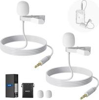 NEEWER 2 pakuotės Lavalier Lapel mikrofonas, suderinamas su "Rode Wireless GO II 2" DJI belaidžio mikrofono siųstuvu, daugiakryptis kondensatoriaus Lapel mikrofonas su kabeliu scenai "YouTube" tiesioginei transliacijai, CM5