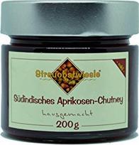Streuobstwiesle Pietų Indijos abrikosų čatnis - 200 g - sodrus, aromatingas padažas kepsniams, fondiu, "Raclette", dėžei, ryžiams...