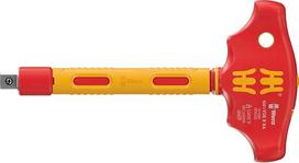 Wera 05005122001 410 i VDE B RA VDE Izoliuotas kryžminės rankenos adapterinis atsuktuvas su reketavimo funkcija, skirtas 3/8 colių lizdams 3/8 colio x 130 mm