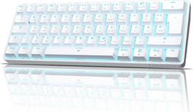 "Dierya DK61SE-D" žaidimų klaviatūra, 60 proc. mechaninis raudonas jungiklis, QWERTZ vokiškas išdėstymas, itin kompaktiška mini klaviatūra su 61 klavišu, "Anti-Ghosting", C tipo duomenų kabelis, skirta kompiuteriui, "Windows", žaidėjams, baltos spalvos