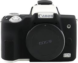 "Easy Hood M50" fotoaparato dėklas, patobulintas "Canon M50" fotoaparato dėklas, minkštas silikoninis dėklas su mygtukų užrašais, lengvas kūno odos krepšio dangtelis, juodas, fotoaparato dėklas