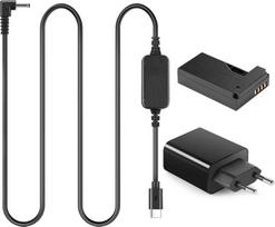ACK-E15 USB C tipo kabelis LP-E12 baterijos manekenas DR-E15 PD adapterio rinkinys, skirtas "Canon EOS 100D Kiss x7 Rebel SL1" fotoaparatui
