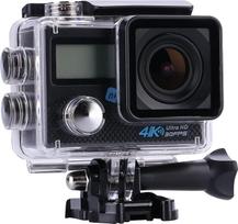NK Tunnel Vandeniui atspari veiksmo kamera 4K Ultra HD sporto kamera, 16 MP, WiFi, HDMI, vandeniui atsparus dėklas, 170º platus kampas, itin išplėstinis "Toshiba" jutiklis, 900 mAh (dvigubas ekranas) (15 įvairių priedų)