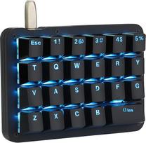 "Koolertron" mini klaviatūra, mechaninė žaidimų klaviatūra su 23 visiškai programuojamais klavišais, žaidimų klaviatūra su mėlynu apšvietimu, skirta "Windows", "Mac", kompiuteriams, žaidėjams (juoda/mėlynas apšvietimas/raudoni jungikliai)