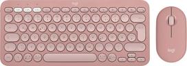 "Logitech Pebble 2 Combo", belaidė klaviatūra ir pelė, tyli ir mobili, pritaikoma, "Logi Bolt", "Bluetooth", lengvai perjungiama "Windows", "macOS", "iPadOS", "Chrome" - vokiškas QWERTZ išdėstymas, rožinė