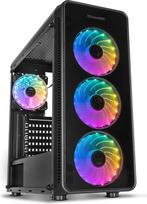 "NOX ARGB Hummer TGM" dėžė -NXHUMMERTGM- Micro ATX-ITX dėžė, 4 iš anksto sumontuoti ARGB 120 mm ventiliatoriai, grūdintas stiklas, vieta iki 6 ventiliatorių, USB 3.0, juoda