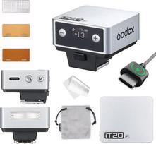 GODOX IT20F fotoaparato blykstė, IT20F TTL mini blykstė, atkūrimo laikas 1,5 sekundės, suderinama su Fujifilm X100VI GFX100RF XS20 XS10 XT30 II XT5 XM5 GFX50S GFX50R X-T4 X-T3 X-E4 (sidabrinė)