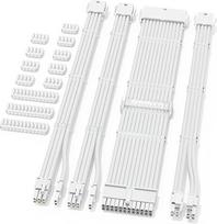 Sirlyr Pearl White PSU prailginimo kabelių rinkinys Custom Sheathed Power Supply Cable Mod for PC Build 16AWG 24Pin ATX /8 (4+4) Pin EPS CPU /8 (6+2) Pin PCI-E GPU PSU kabelis 4vnt su kabeliu