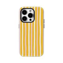 Yellow Powder Vertical Stripes Phone Case for iPhone 17 16 15 14 13 12 11 Pro Max Air Plus Luxury Double-layer Back Cover iPhone 17 ProMax