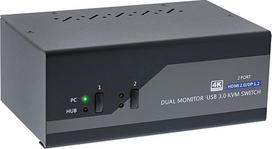 "InLine 62642I" KVM stalinis komutatorius, 2 krypčių, dviejų monitorių, Displayport + HDMI, 4K, USB 3.0, garsas