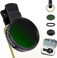 "Yadsux" 52 mm kintamas ND2-ND400 filtras išmaniajam telefonui Juodas daugiasluoksnis optinis stiklas Vandeniui atsparus klipo adapteris Dvipusė HD danga Mobiliųjų telefonų priedai