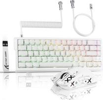 ATTACK SHARK 3-in-1 Kabellose X68PRO HE-Tastatur&X11-Gaming-Maus&Spiral-C01PRO-Kombination,BT/2,4G/Wired, 8KHz-Magnetschalter mit Schnellauslöser,Contour Magnetschalter und weißem