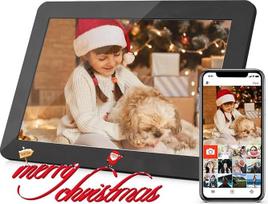 FRAMEO WiFi WiFi skaitmeninis nuotraukų rėmelis itin plonas, 10,1 colio, su išmaniuoju jutikliniu valdymu, automatiniu pasukimu, programėlių bendrinimu, 16GB atmintimi, debesijos funkcija, su stovu - idealiai tinka šeimai ir draugams, juodas