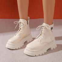 2024 Smėlio spalvos Juodos Naujos Moteriškos Ankle Boots Ruduo Žiema Platforma Suvarstomos Moteriškos Punk Batai Storas Padas Combat Batai Moteriški Mujer 35 smėlis