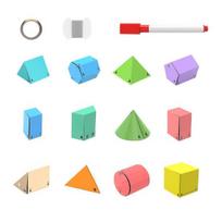 3D geometrijos mokymosi knyga su traukiamuoju dizainu Geometrinių figūrų modeliai pradedantiesiems Geometrija Interaktyvus edukacinis įrankis erdvinei vaizduotei Sets