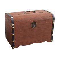 Lock And Key Piggy Bank Wooden Money Box Birthday Gifts A 14.5*10*9.5cm