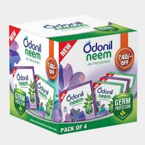 Odonil Neem Toilet Freshener Blocks 192g (48g X 4) Long Lasting Lavender Jasmine Fragrance Germ Protection