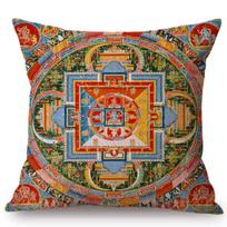 Vintažinis Mandala Nepalas Tibeto Budizmas Raštas Garbinimas Namų Dekoratyvinis Mesti Pagalvės Užvalkalas Medvilnė Linas Budistų Menas Pagalvės Užvalkalas 45x45cm 18x18in