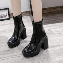 Platformos moteriški kulkšnies batai Odiniai madingi aukštakulniai batai 2025 m. Trend Designer Classic Chunky New Pumps Goth Winter Botas Mujer 35 juoda