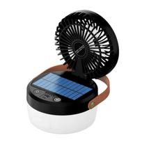 Saulės energijos Kempingo Ventiliatorius Šviesos Režimai Greitis Reguliuojamas USB Įkraunamas 2-in-1 Daugiafunkcis Lauko Žygio Palapinės Kabinamas Ventiliatorius Lempa Avarinė Lempa armijos žalia spalva